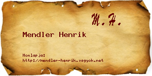 Mendler Henrik névjegykártya